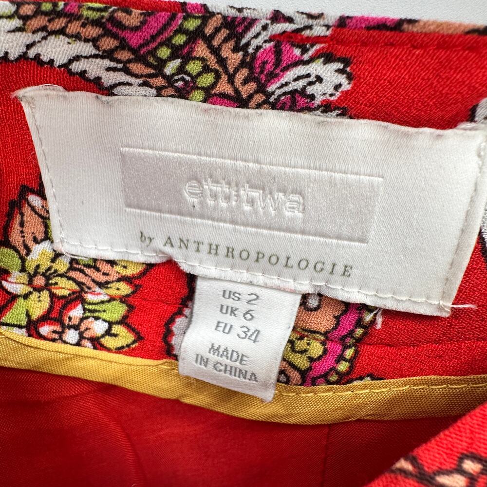 ANTHROPOLOGIE ETT:WA Red Print Manon Wide Leg Flared Pant // 2 - Picture 7 of 15